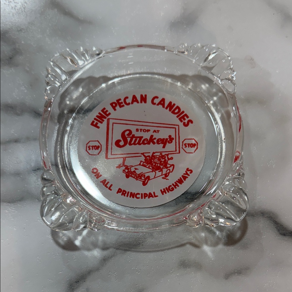 Stuckey's Glass Ashtray with Red Print